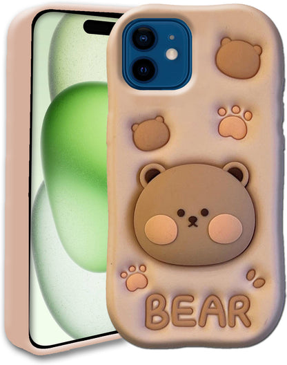 3D Cute Bear Case with Bear Face Holder