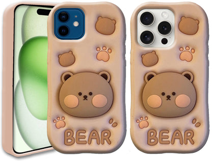 3D Cute Bear Case with Bear Face Holder