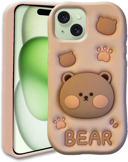 3D Cute Bear Case with Bear Face Holder