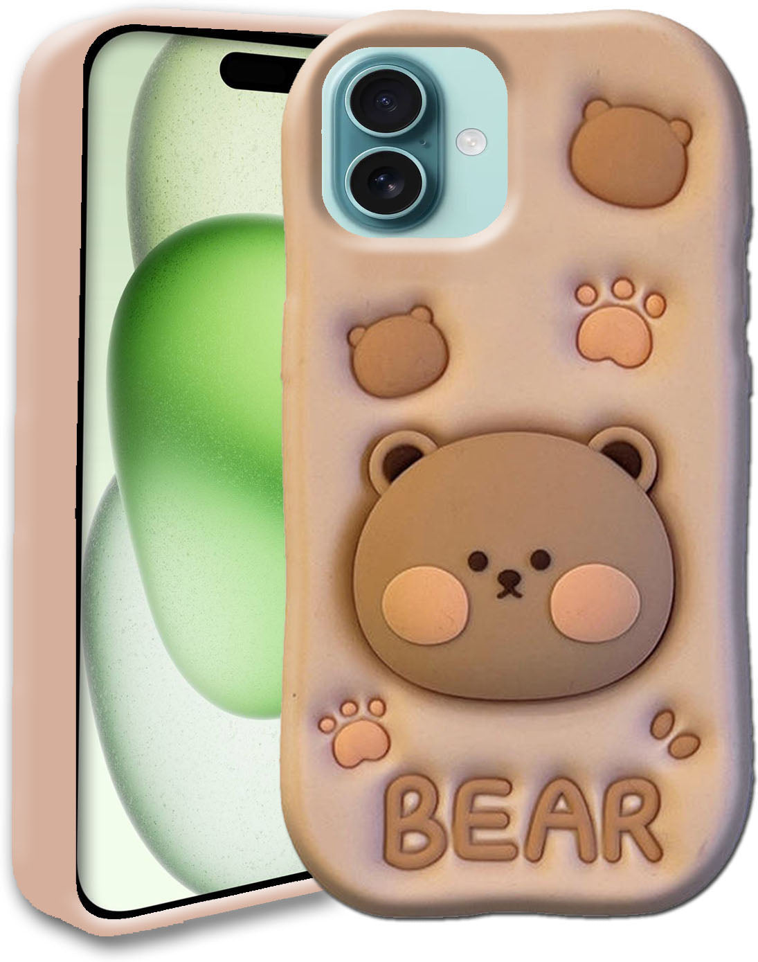 3D Cute Bear Case with Bear Face Holder