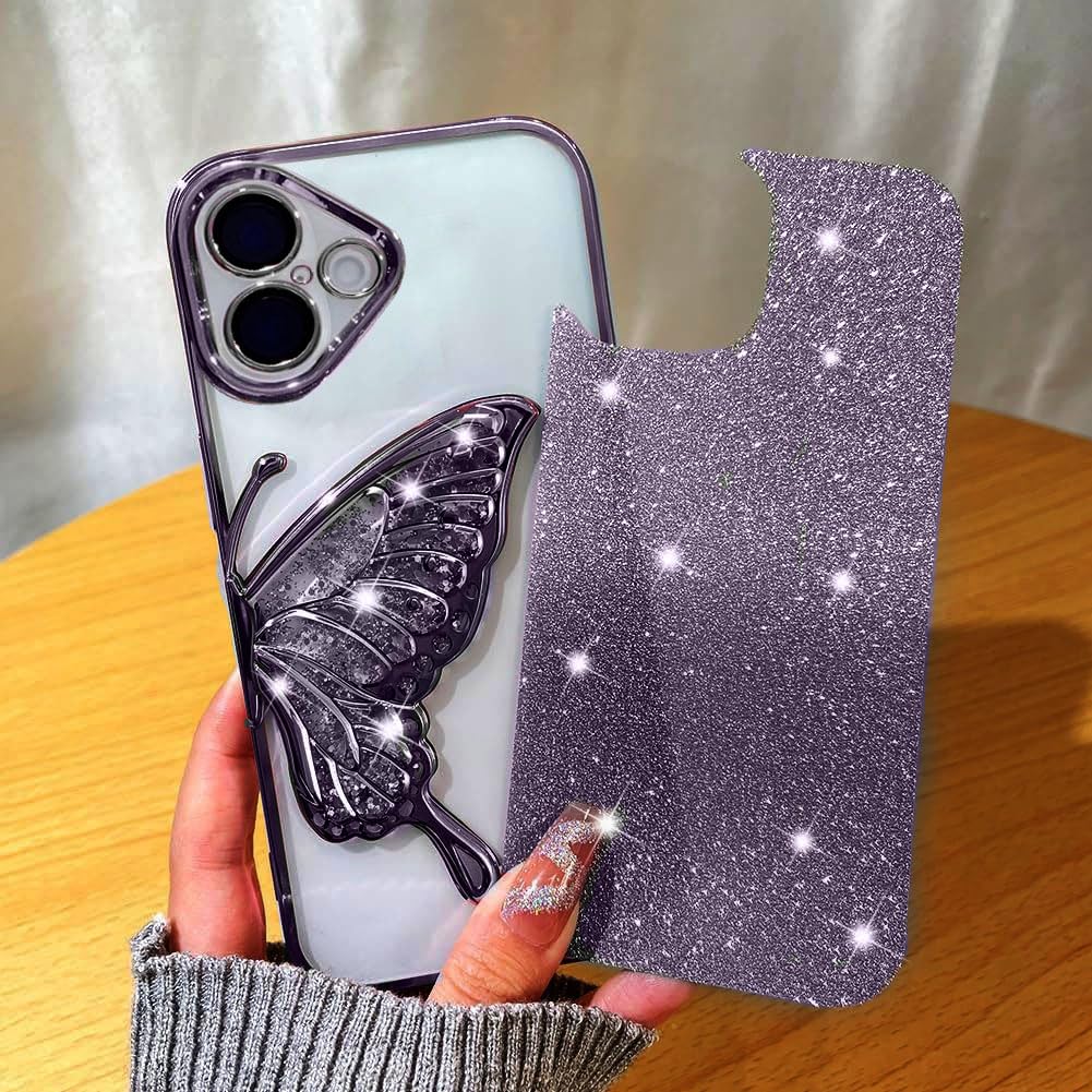 Luxury Glitter Cute Butterfly Plating {iPhone 13 To iPhone 16 Pro Max}