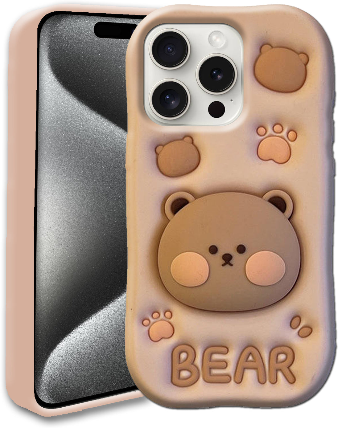 3D Cute Bear Case with Bear Face Holder