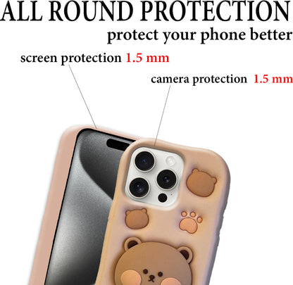 3D Cute Bear Case with Bear Face Holder